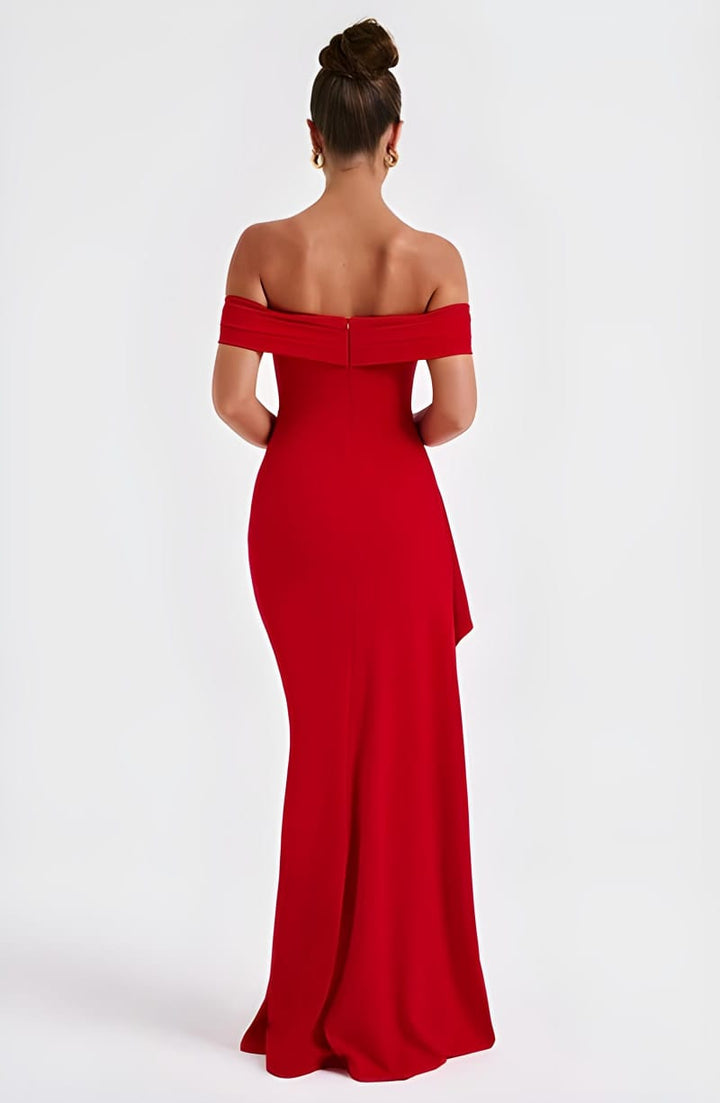 Off-shoulder High Split Maxi Dress