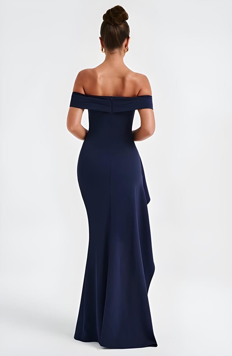 Off-shoulder High Split Maxi Dress