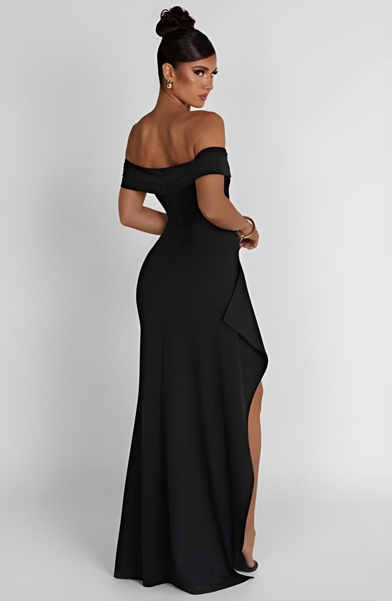 Off-shoulder High Split Maxi Dress