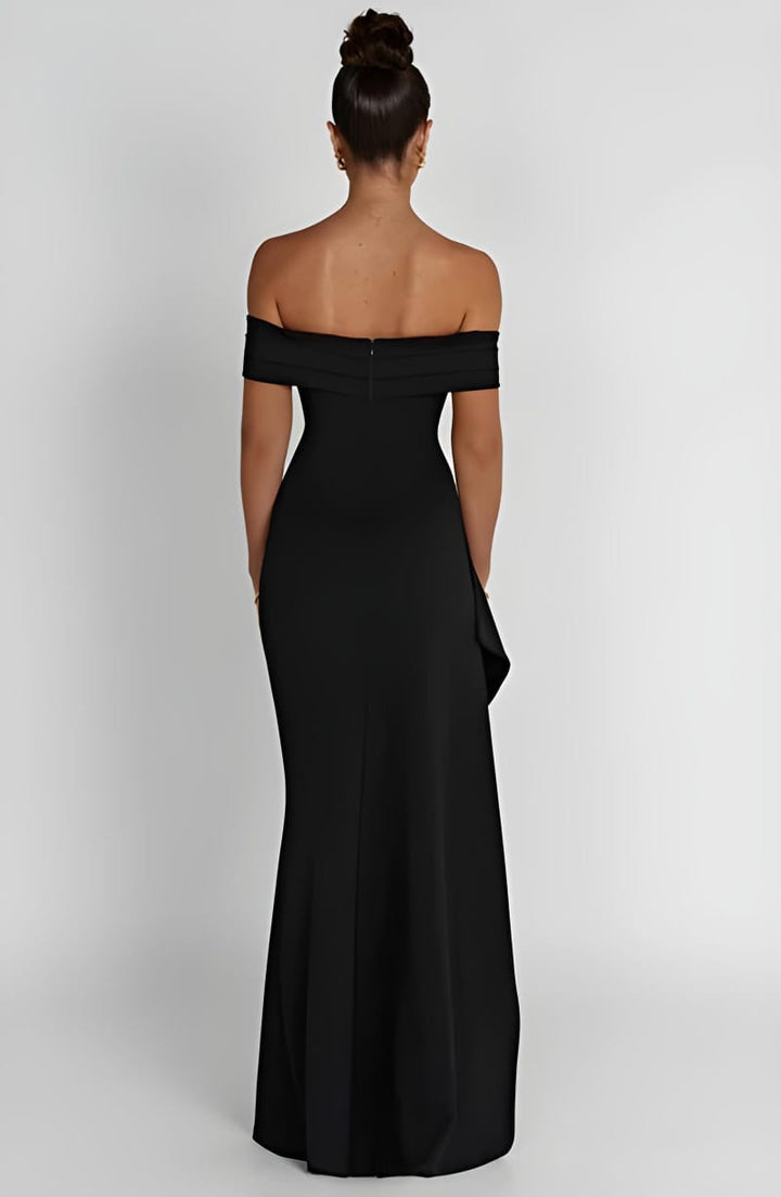 Off-shoulder High Split Maxi Dress