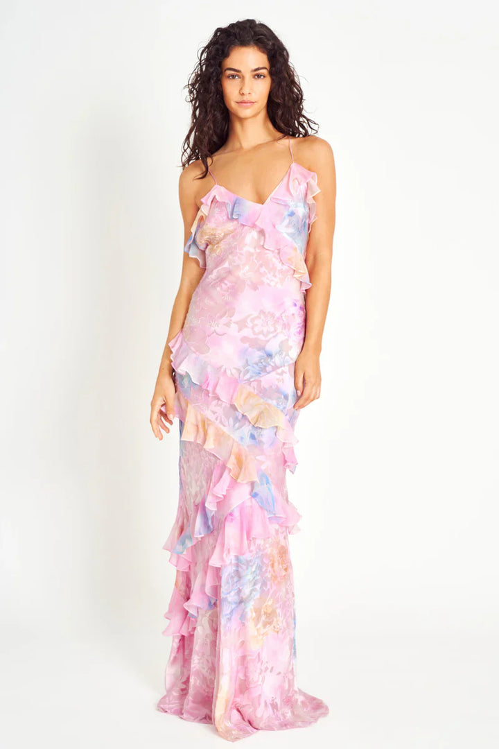 Tropical Elegance Dress with Ruffles