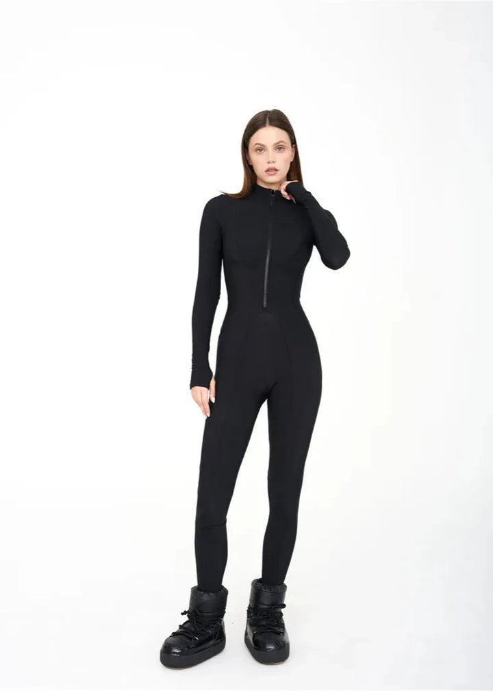 Zipper Neck Long Sleeve Jumpsuit