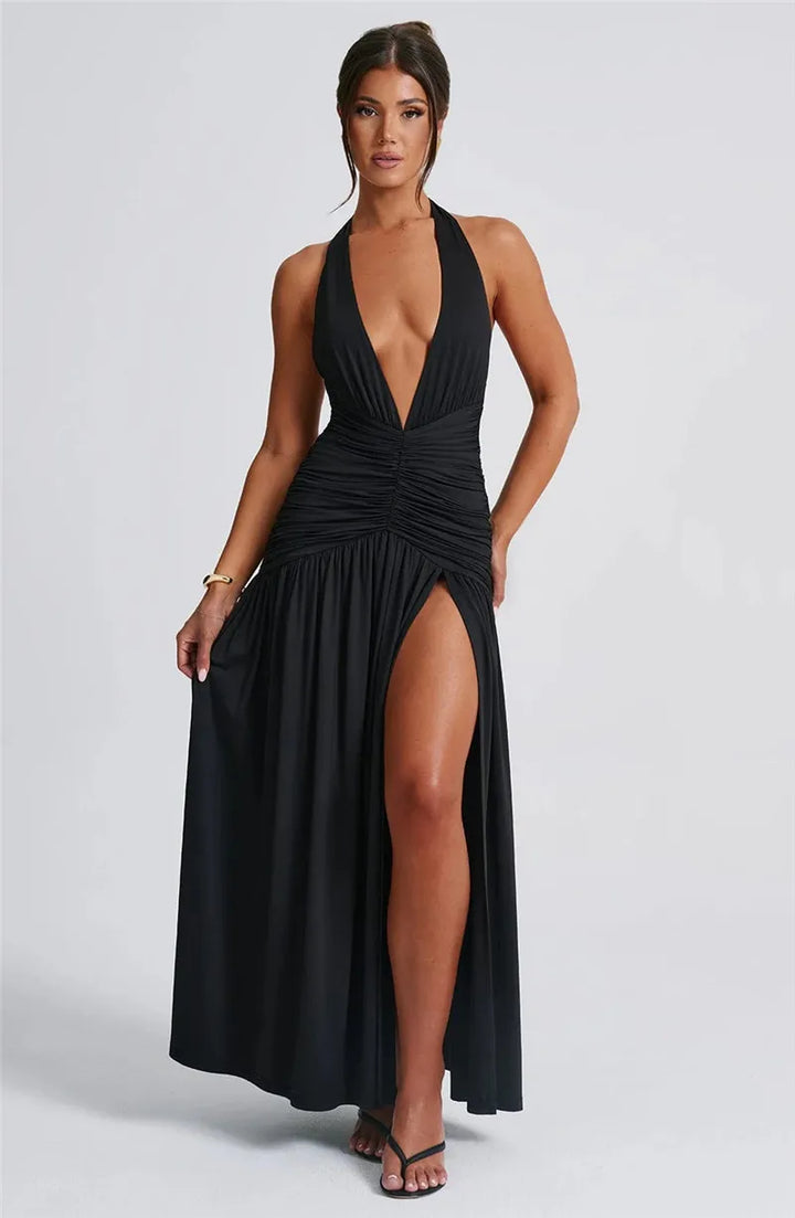 Elegant Halter V-Neck Dress