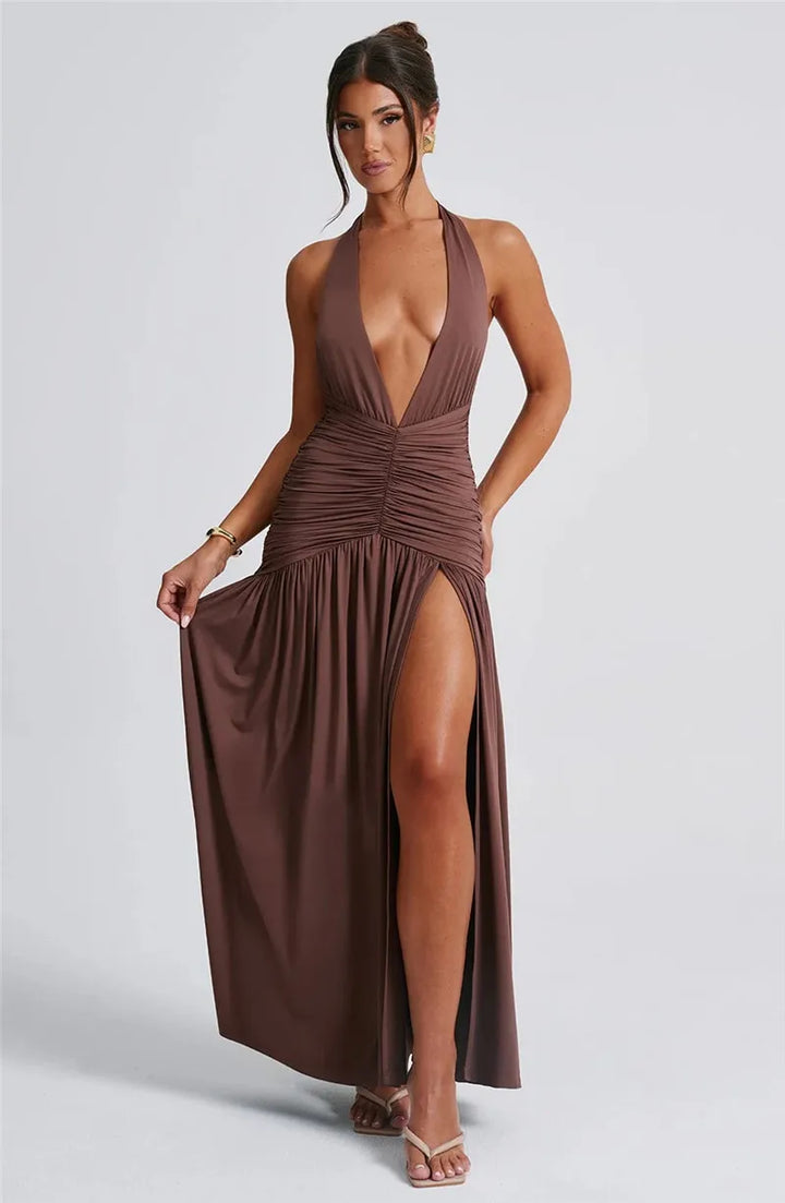 Elegant Halter V-Neck Dress