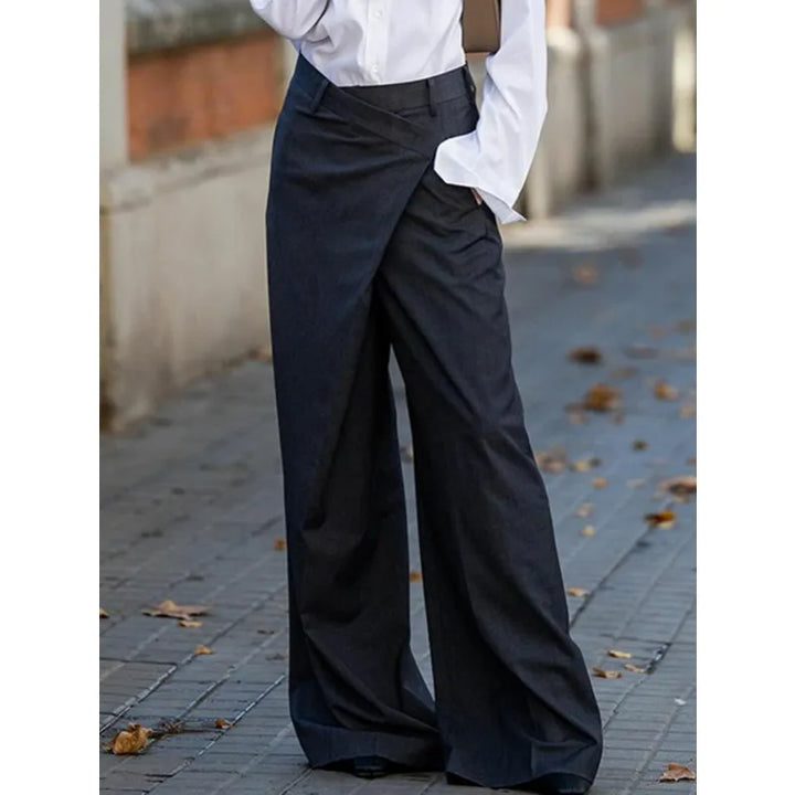 Asymmetric Wide-Leg High-Waist Suit Pants