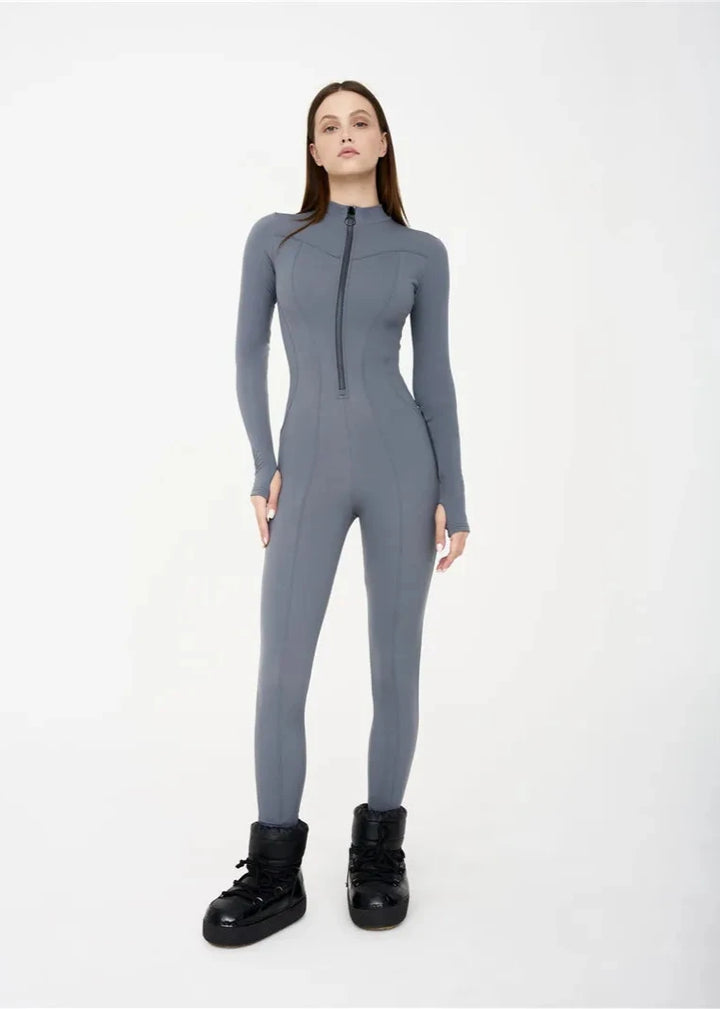 Zipper Neck Long Sleeve Jumpsuit