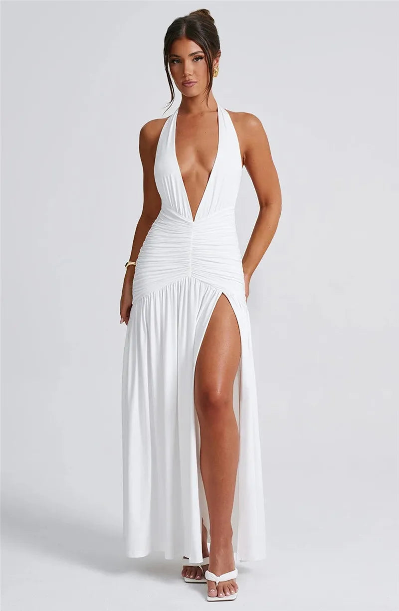 Elegant Halter V-Neck Dress