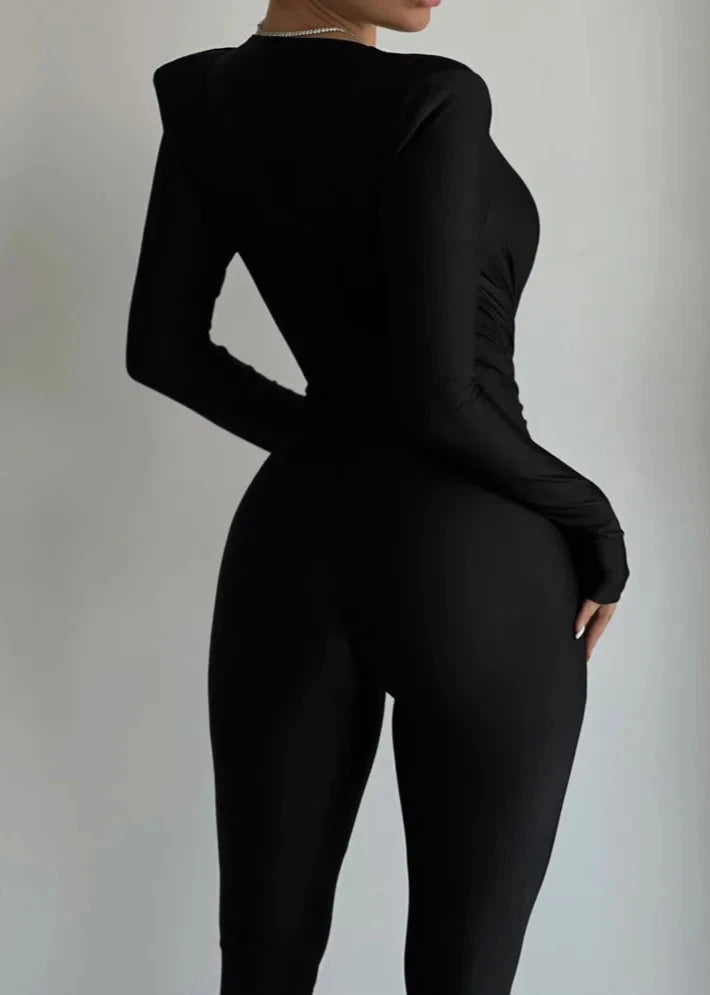 Elegant Black Deep V Neck Jumpsuit