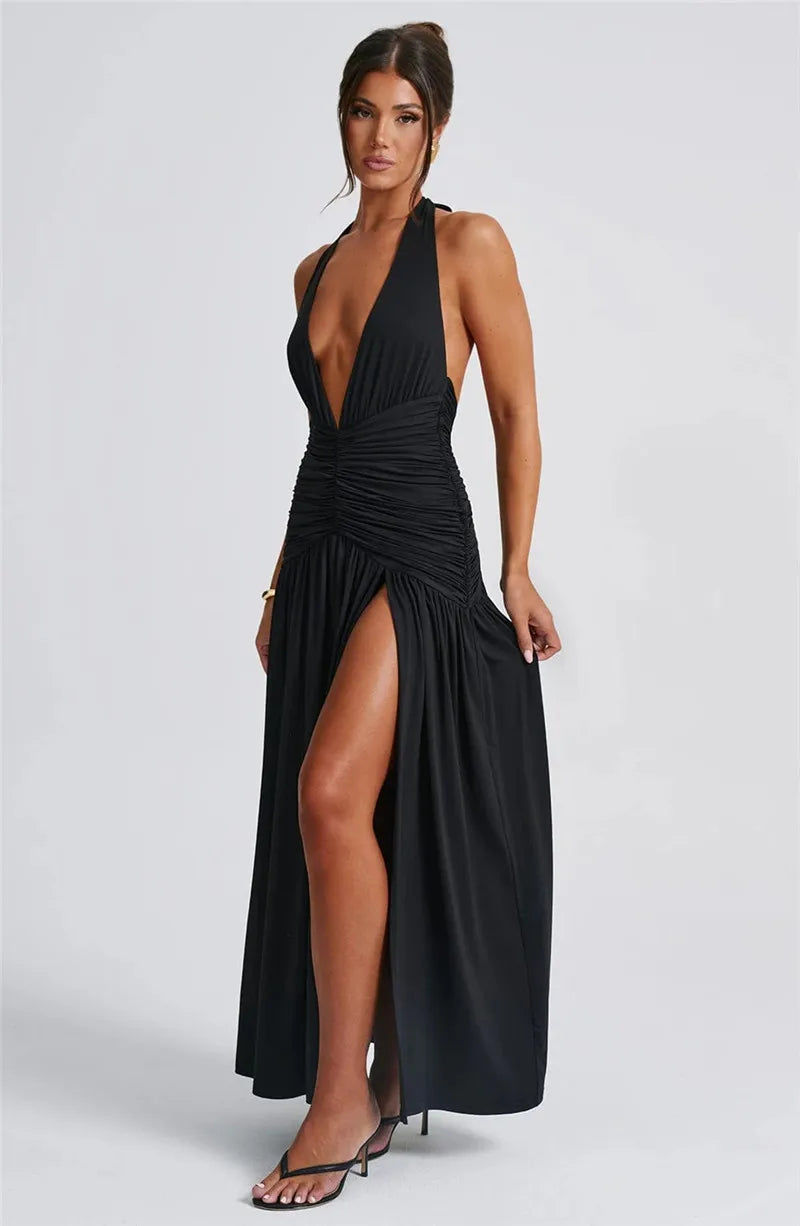 Elegant Halter V-Neck Dress