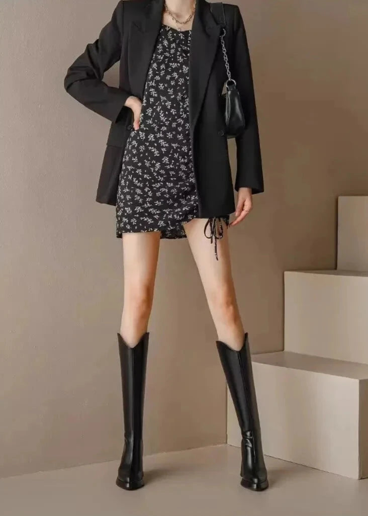 Thick Heeled Knee High Boots