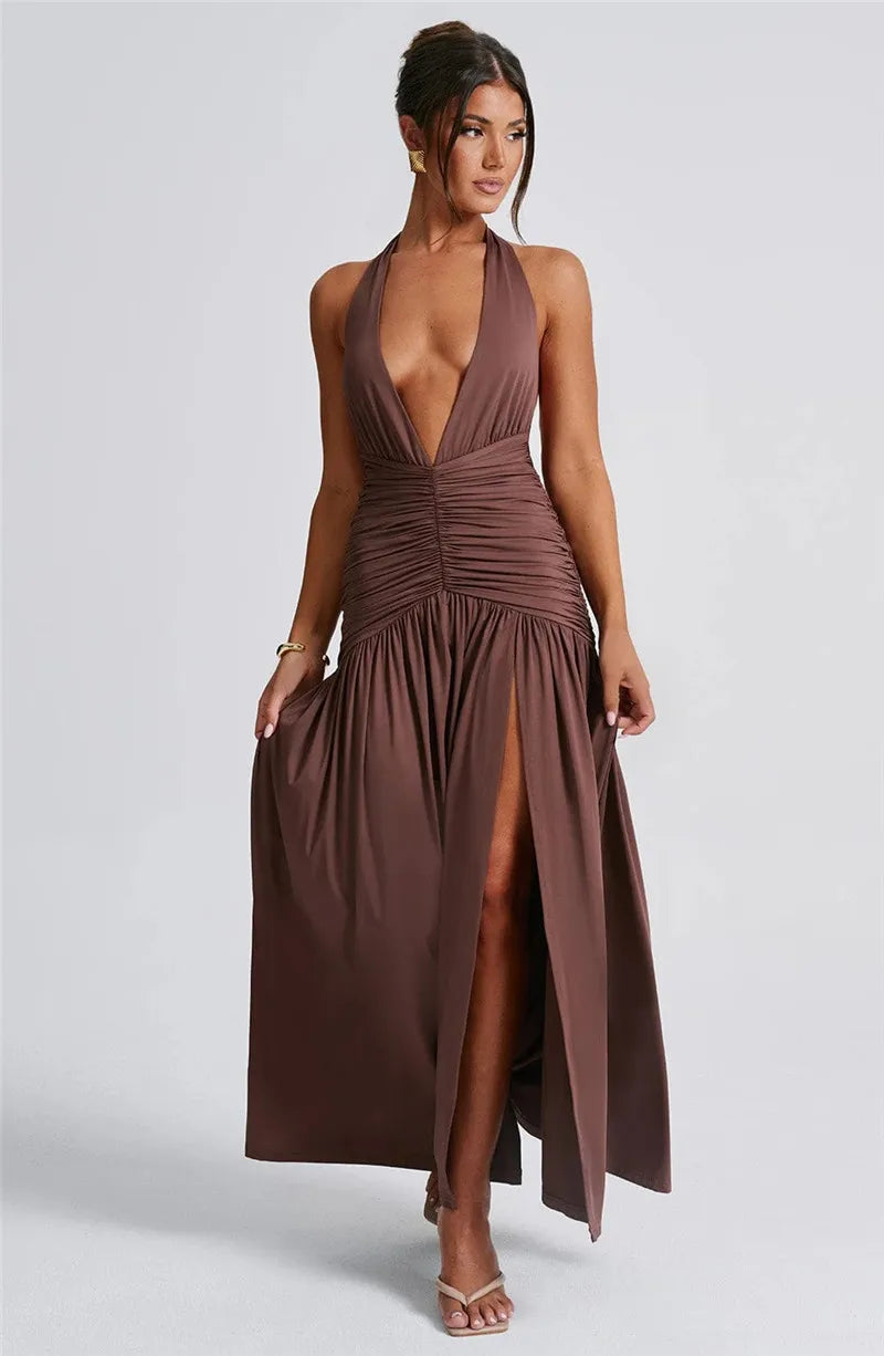 Elegant Halter V-Neck Dress