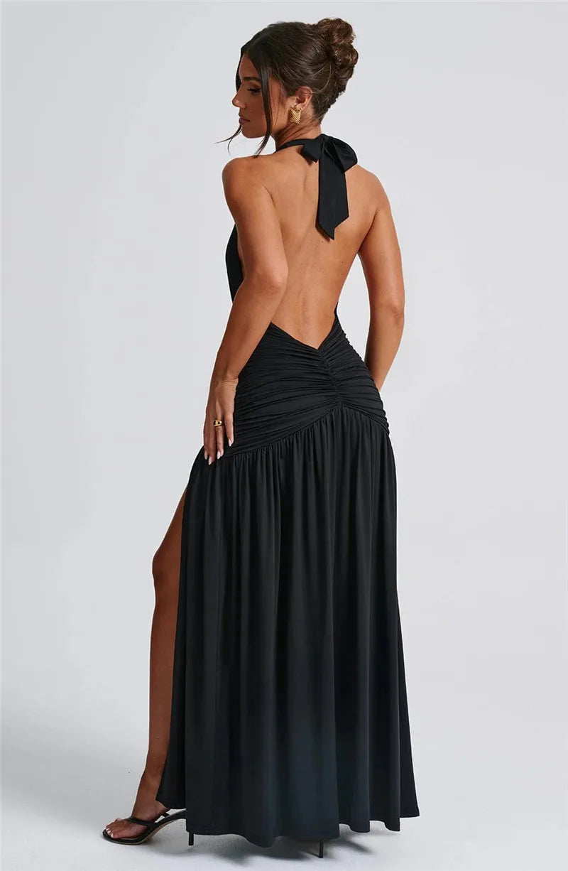 Elegant Halter V-Neck Dress