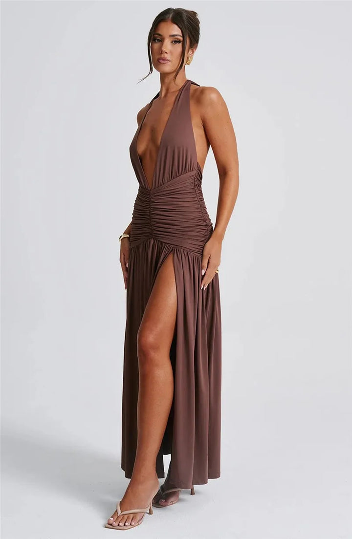 Elegant Halter V-Neck Dress