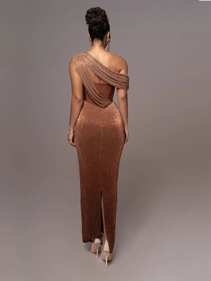 Glimmering Goddess Backless Party Gown