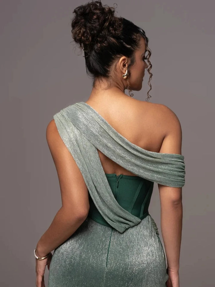 Glimmering Goddess Backless Party Gown