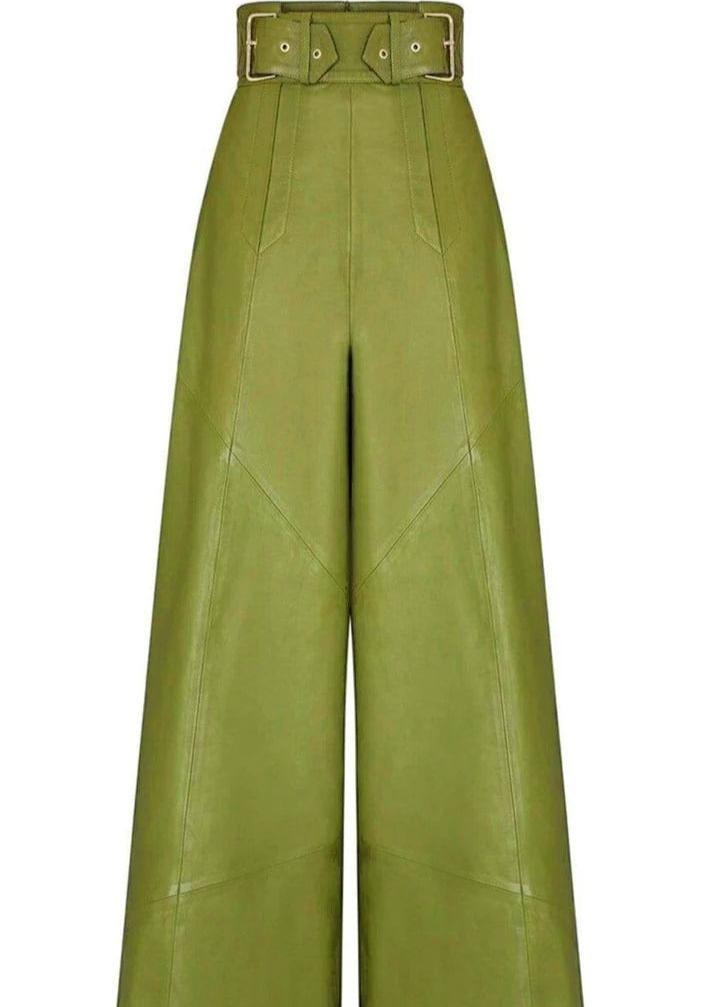 High-Waisted Wide-Leg PU Leather Trousers