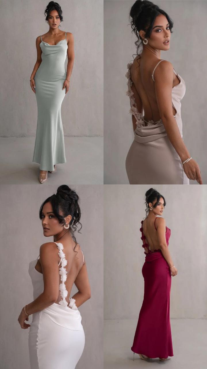 Elegant Floral Draped Backless Maxi Dress