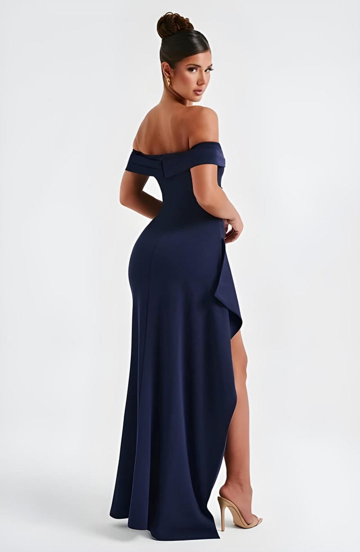 Off-shoulder High Split Maxi Dress