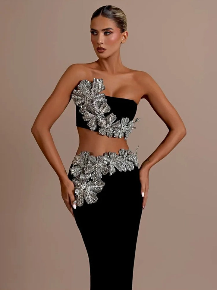 Strapless Diamond Bandage 2-Piece Set