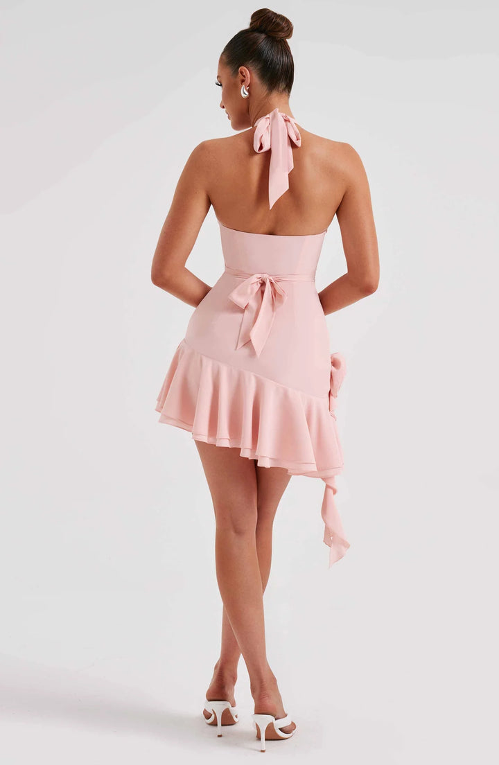 Frilled Backless Mini Dress