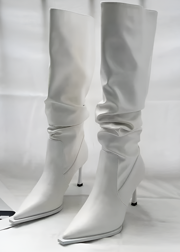 Women's Slip-on Pleated Knee-High Boots