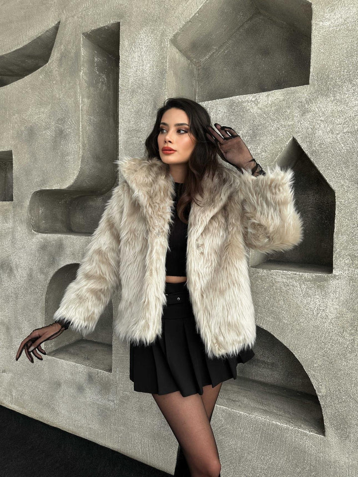 Plush Fur Crop Bomber Coat