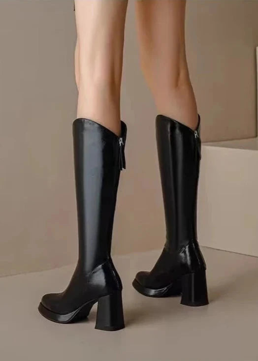 Thick Heeled Knee High Boots