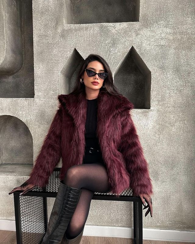 Plush Fur Crop Bomber Coat