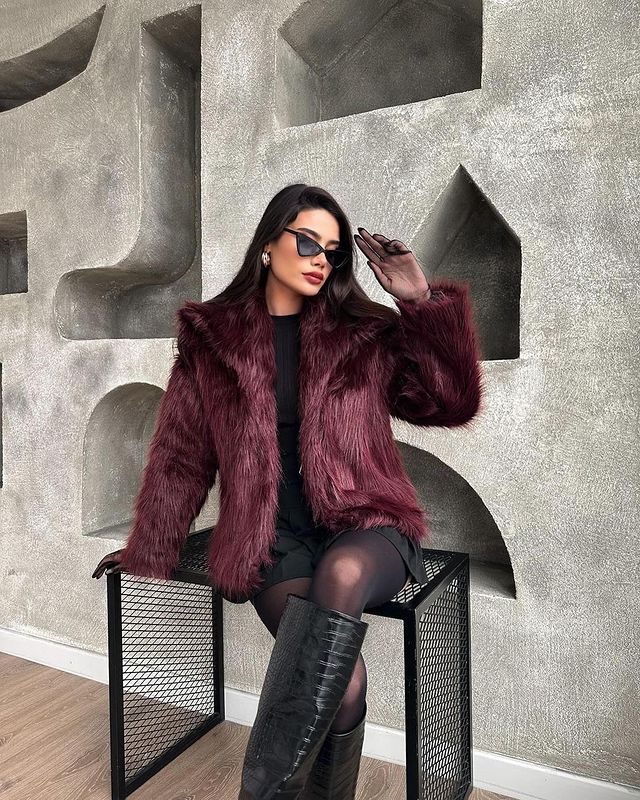 Plush Fur Crop Bomber Coat